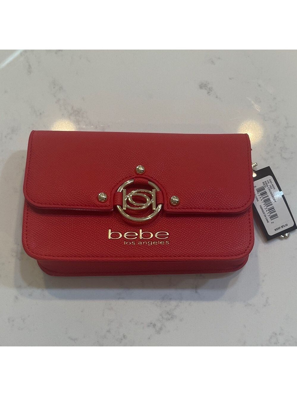 NWT Bebe Red Crossbody with Gold Accents